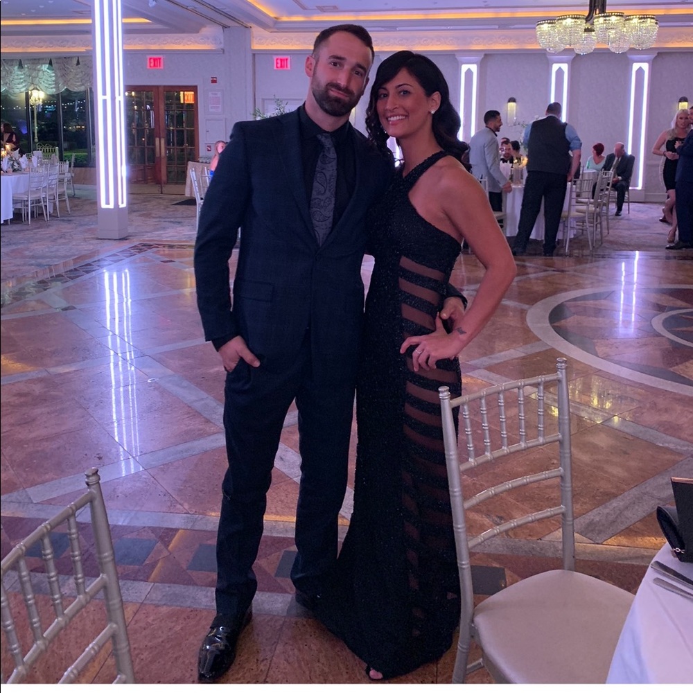 STUNNING black beaded mermaid gown